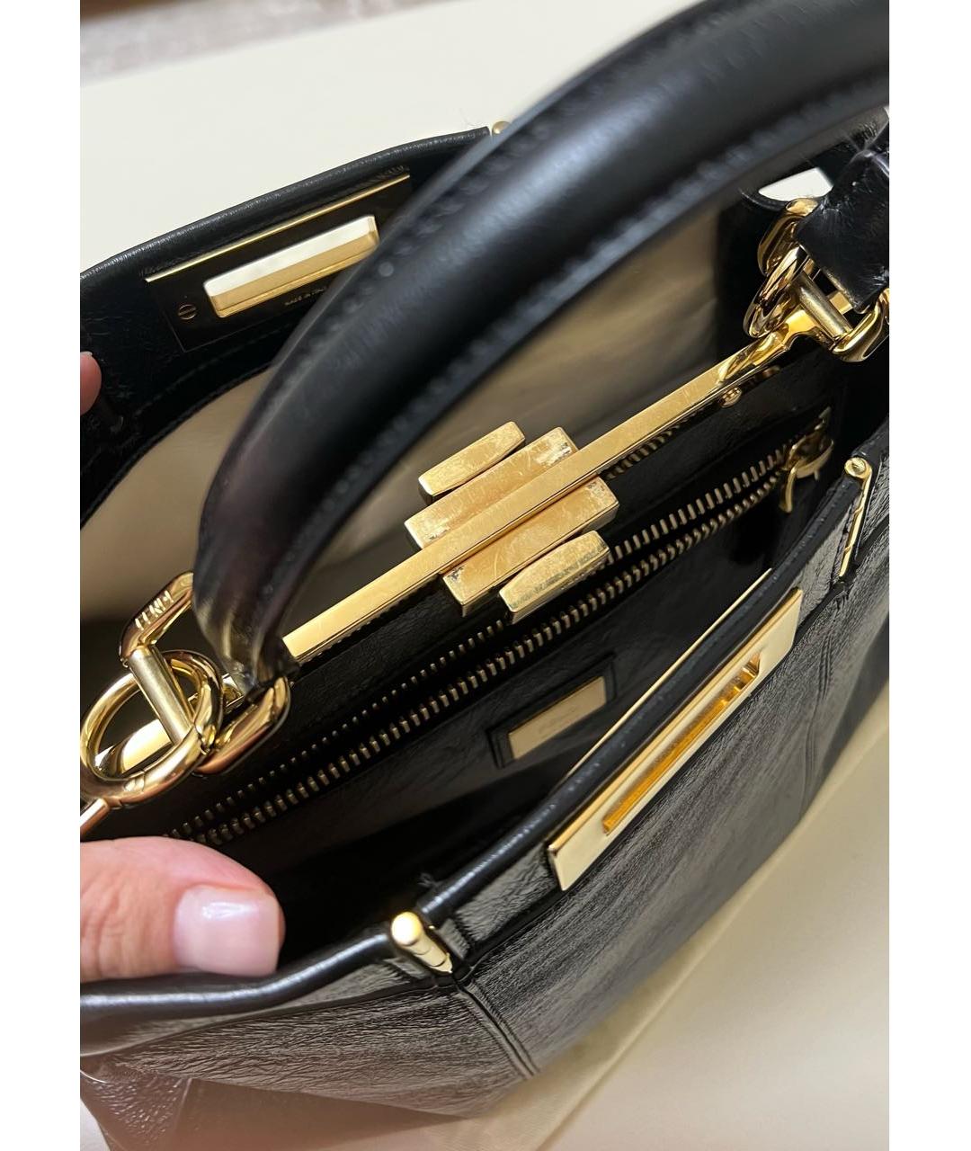 FENDI Черная кожаная сумка тоут, фото 4