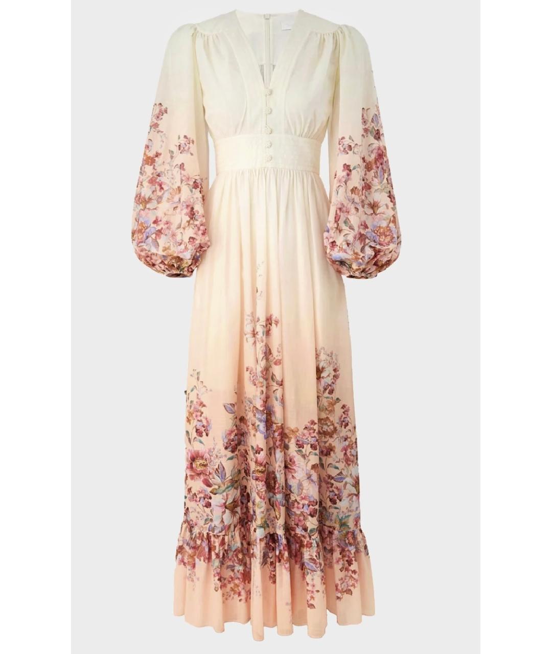 ZIMMERMANN Бежевое хлопковое коктейльное платье, фото 10