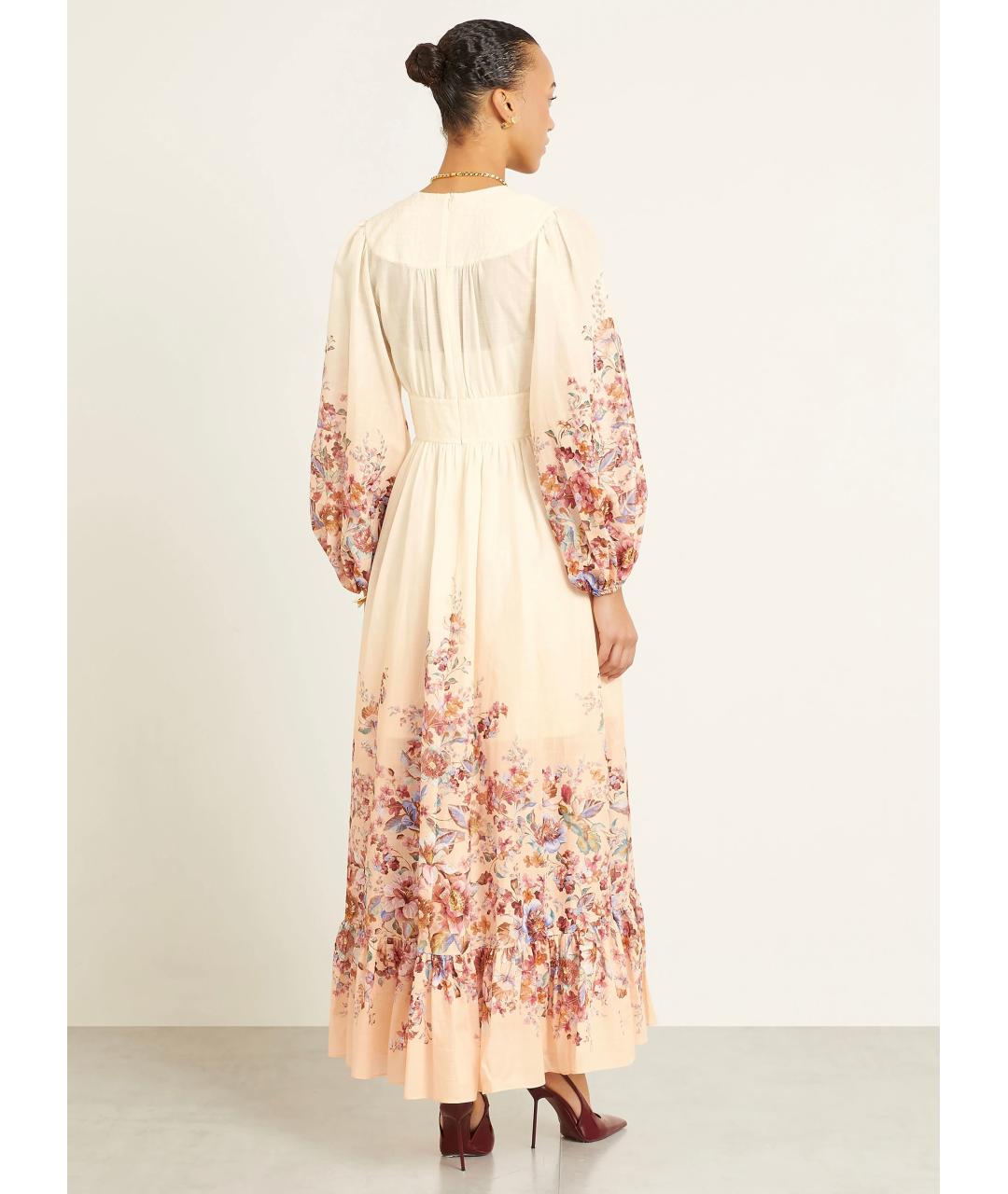 ZIMMERMANN Бежевое хлопковое коктейльное платье, фото 4