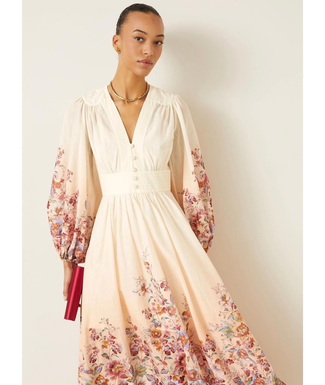 ZIMMERMANN Бежевое хлопковое коктейльное платье, фото 5