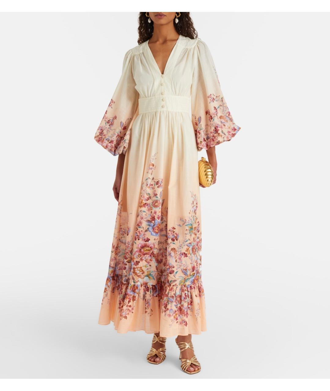 ZIMMERMANN Бежевое хлопковое коктейльное платье, фото 6