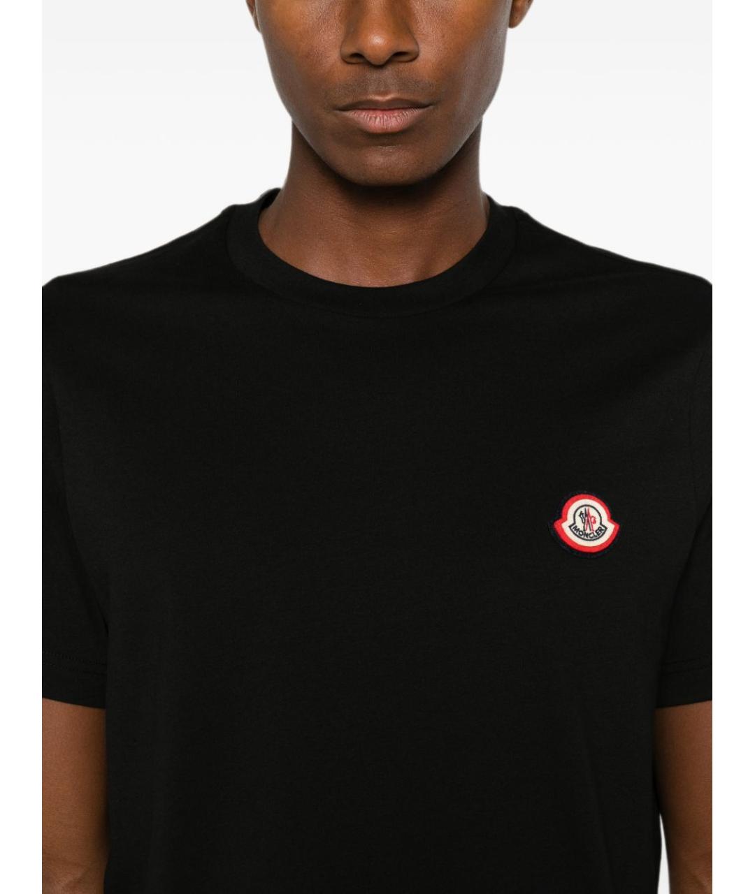 MONCLER Черная хлопковая футболка, фото 2