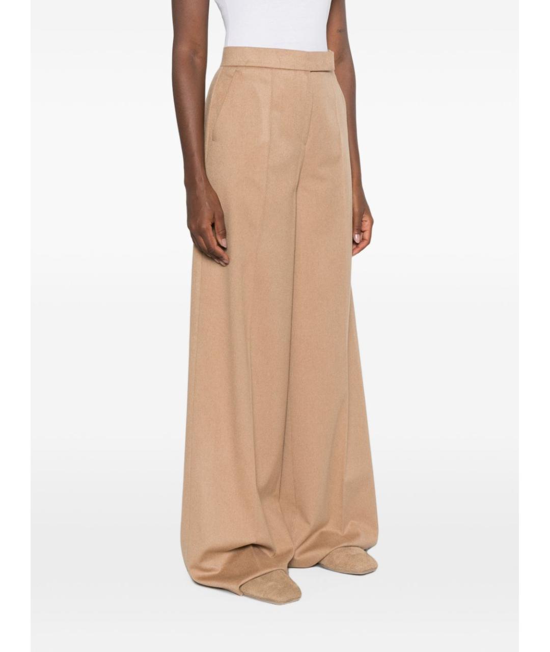 MAX MARA Бежевые шерстяные прямые брюки, фото 3