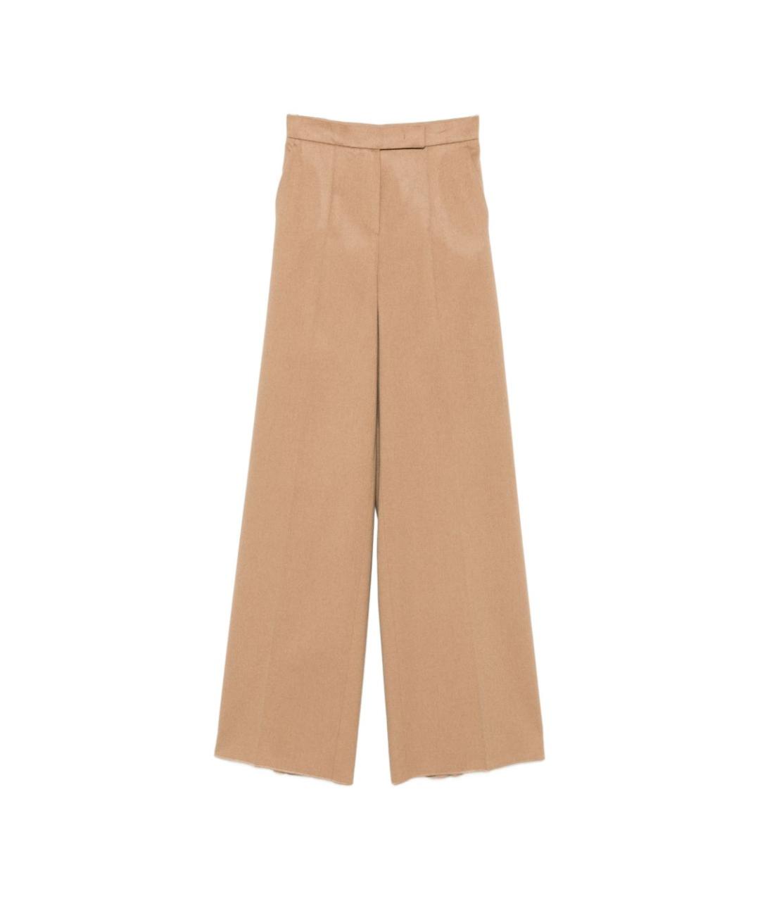 MAX MARA Бежевые шерстяные прямые брюки, фото 1
