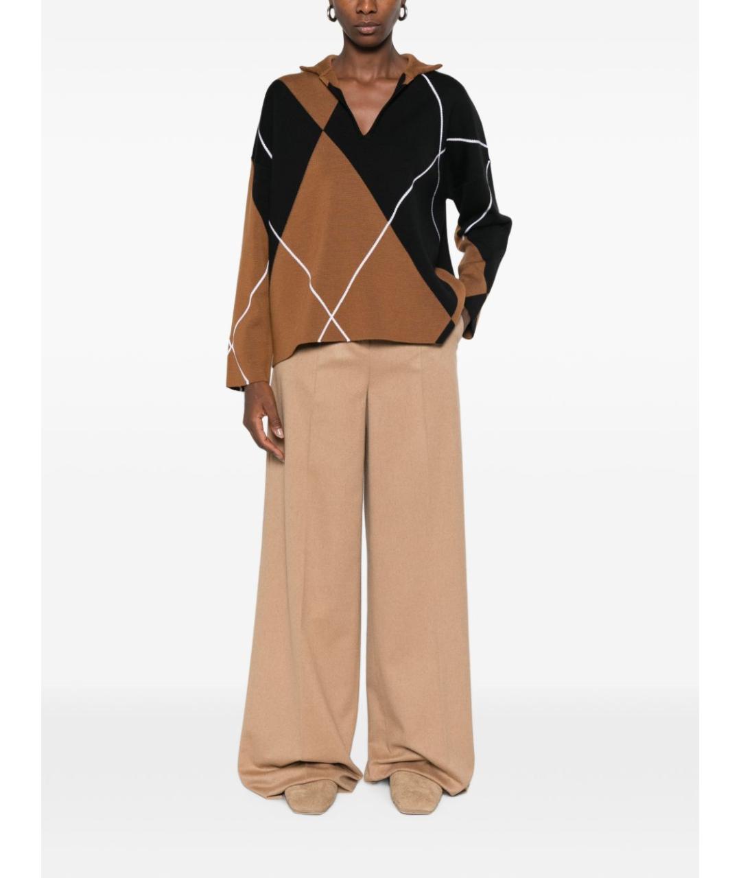 MAX MARA Бежевые шерстяные прямые брюки, фото 5