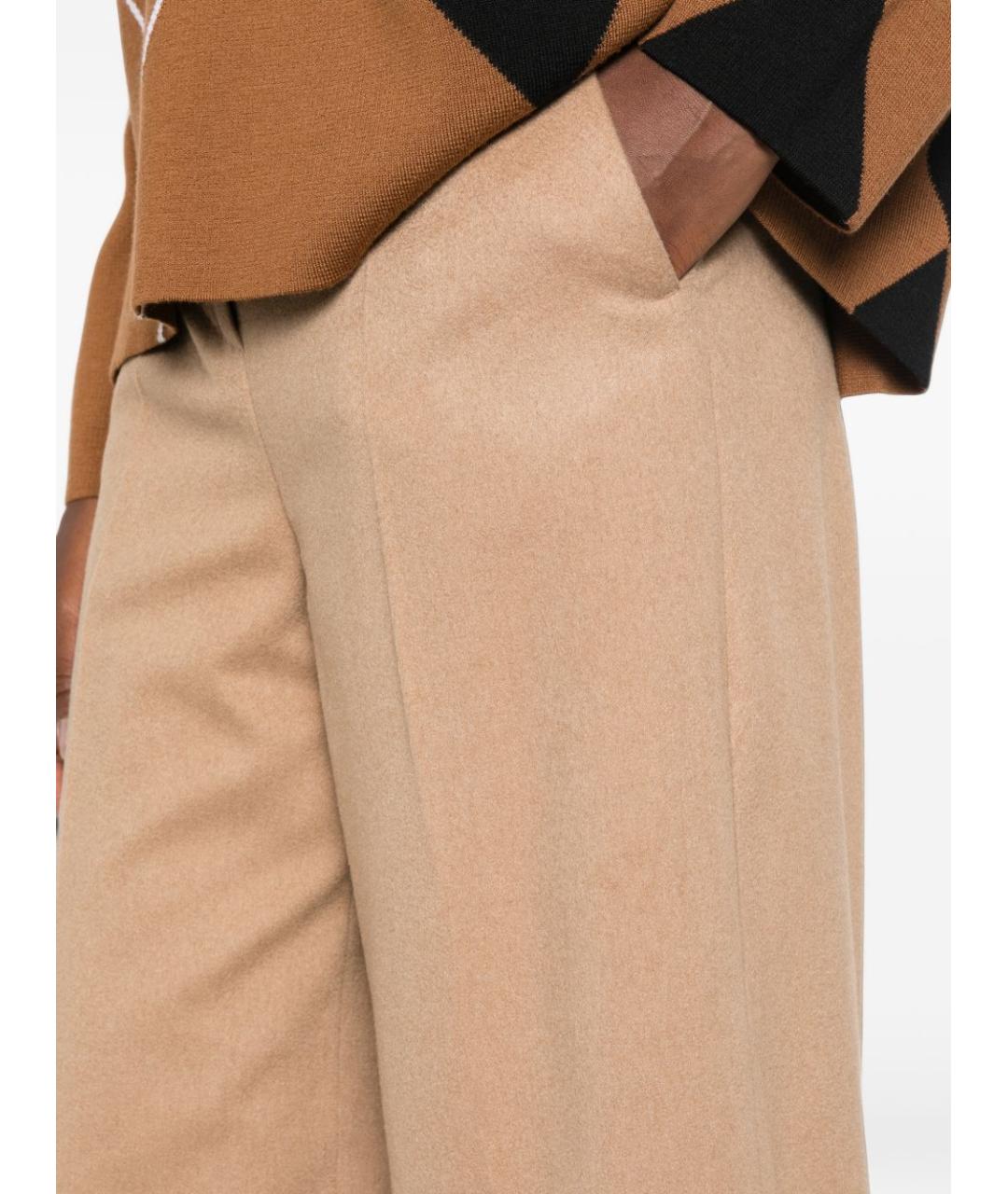 MAX MARA Бежевые шерстяные прямые брюки, фото 4