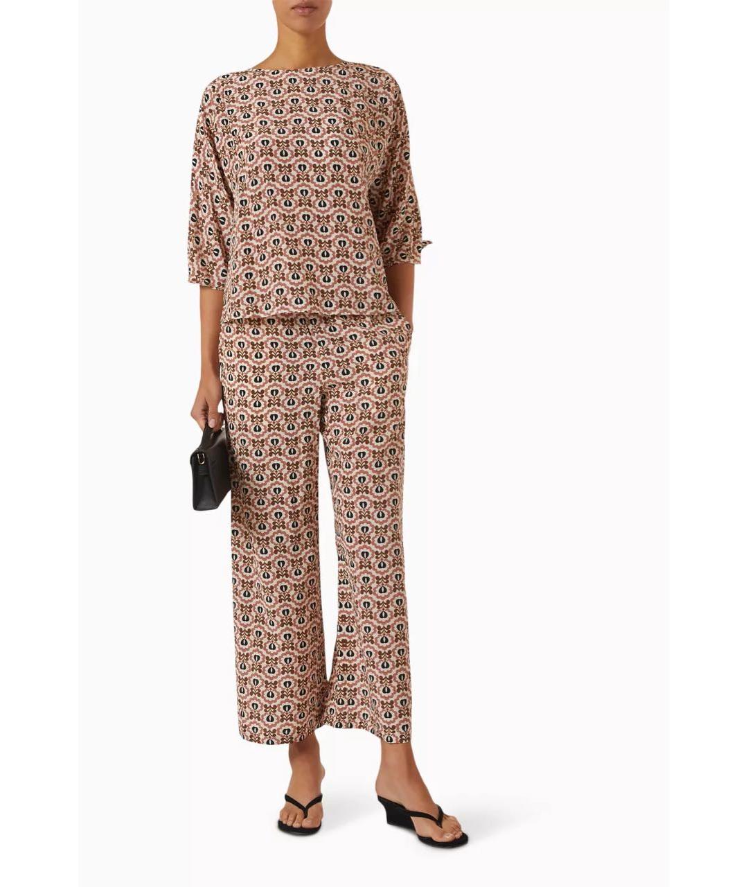 WEEKEND MAX MARA Коричневый шелковый костюм с брюками, фото 5