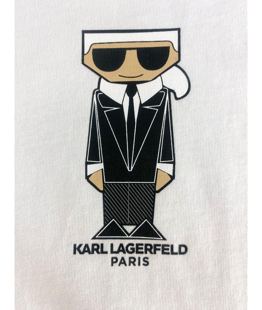 KARL LAGERFELD Белая хлопковая футболка, фото 4