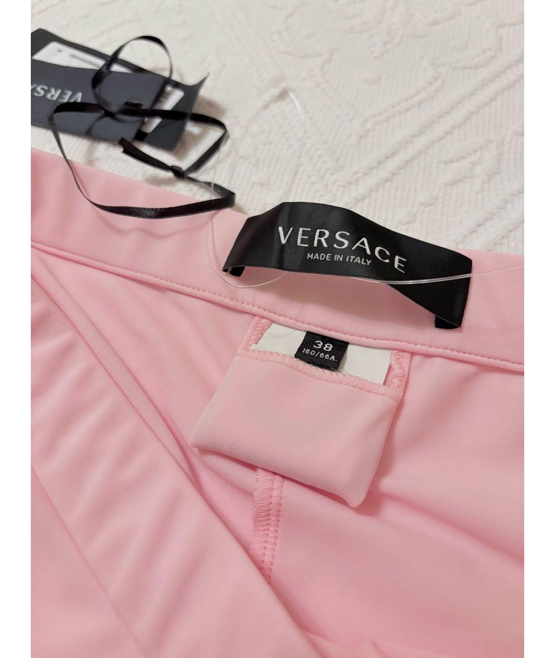 VERSACE Розовые полиамидовые спортивные брюки и шорты, фото 4