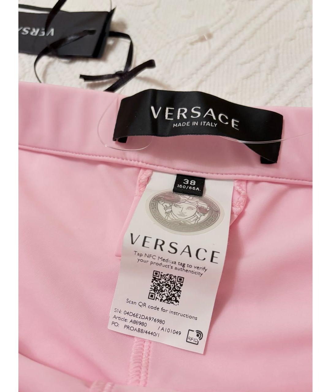 VERSACE Розовые полиамидовые спортивные брюки и шорты, фото 5
