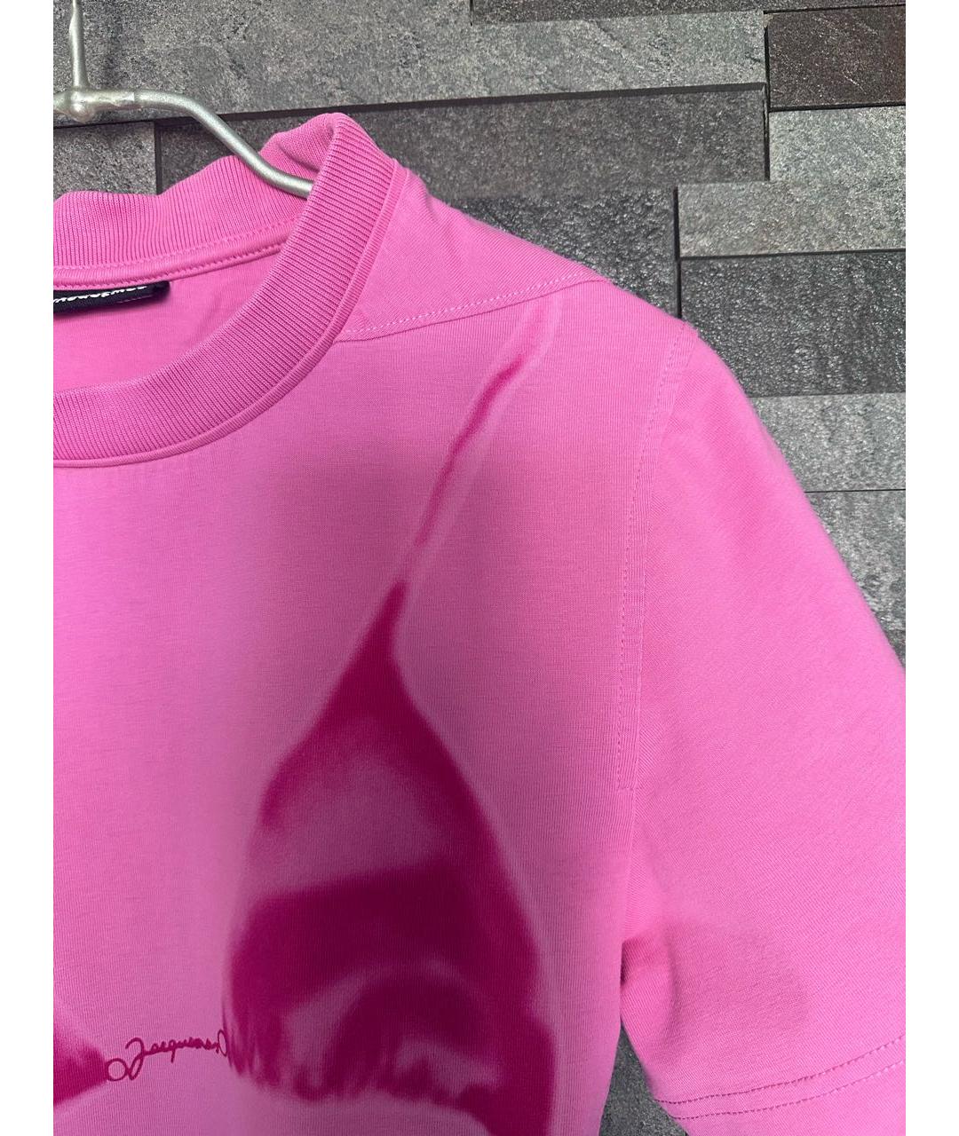 JACQUEMUS Розовая хлопковая футболка, фото 3