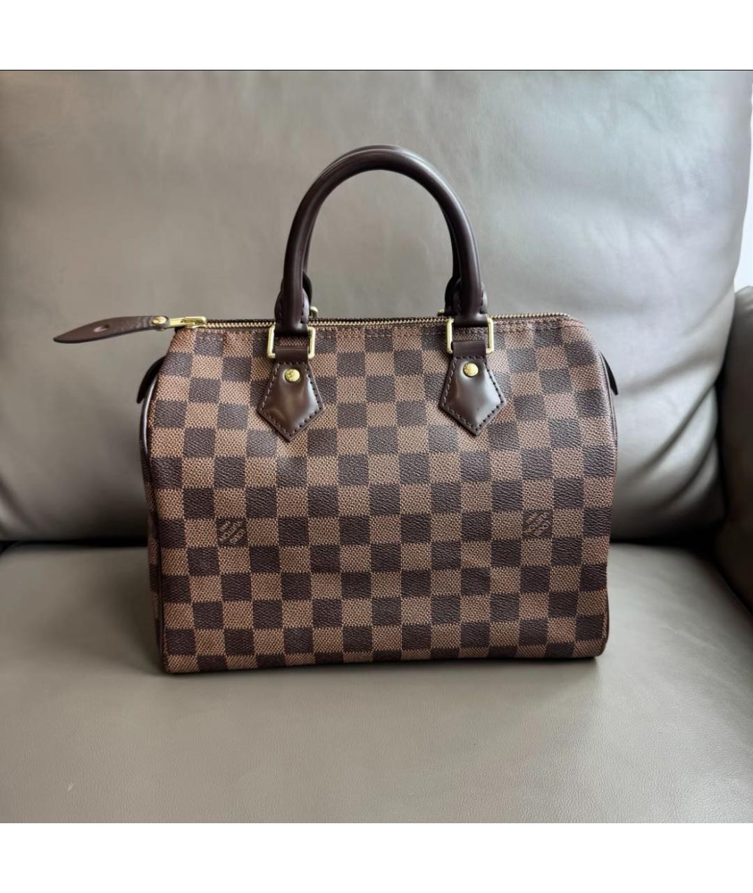 LOUIS VUITTON Коричневая сумка с короткими ручками из канвы, фото 7