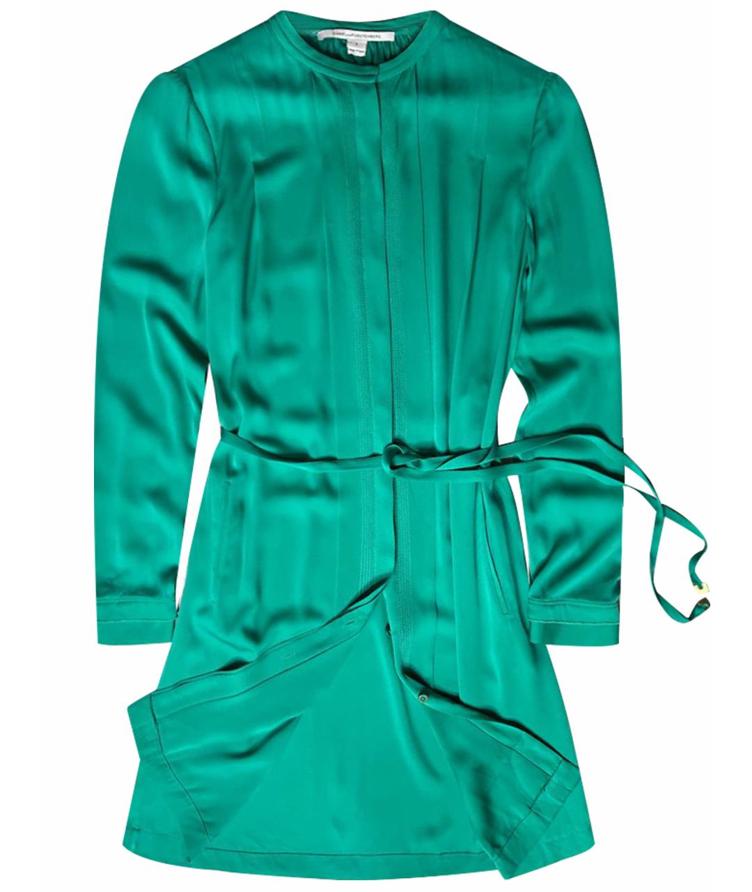 DIANE VON FURSTENBERG Зеленое шелковое коктейльное платье, фото 1
