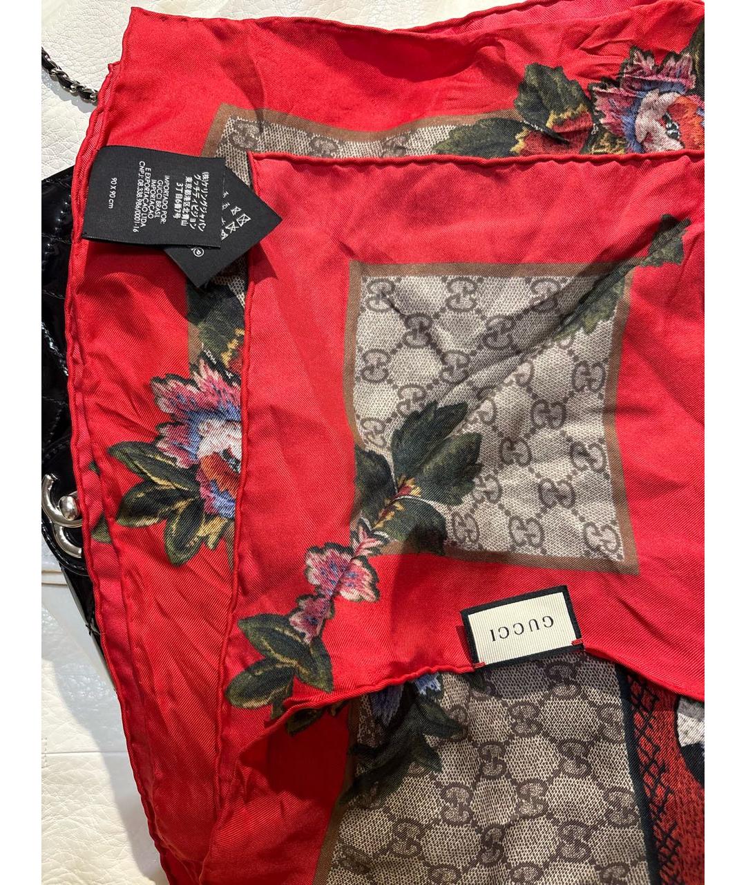 GUCCI Бежевый шелковый платок, фото 4