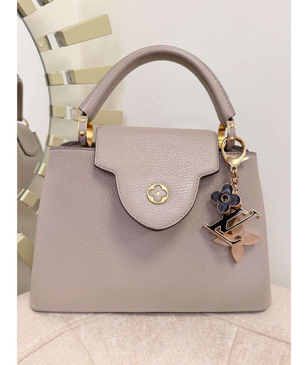 LOUIS VUITTON Серая кожаная сумка с короткими ручками, фото 9