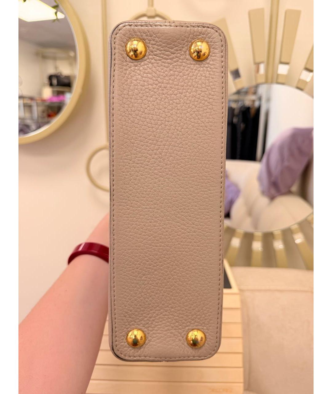 LOUIS VUITTON Серая кожаная сумка с короткими ручками, фото 3