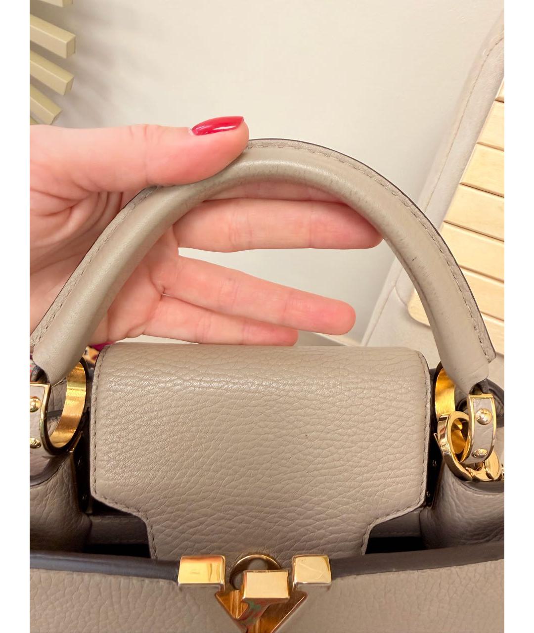 LOUIS VUITTON Серая кожаная сумка с короткими ручками, фото 6