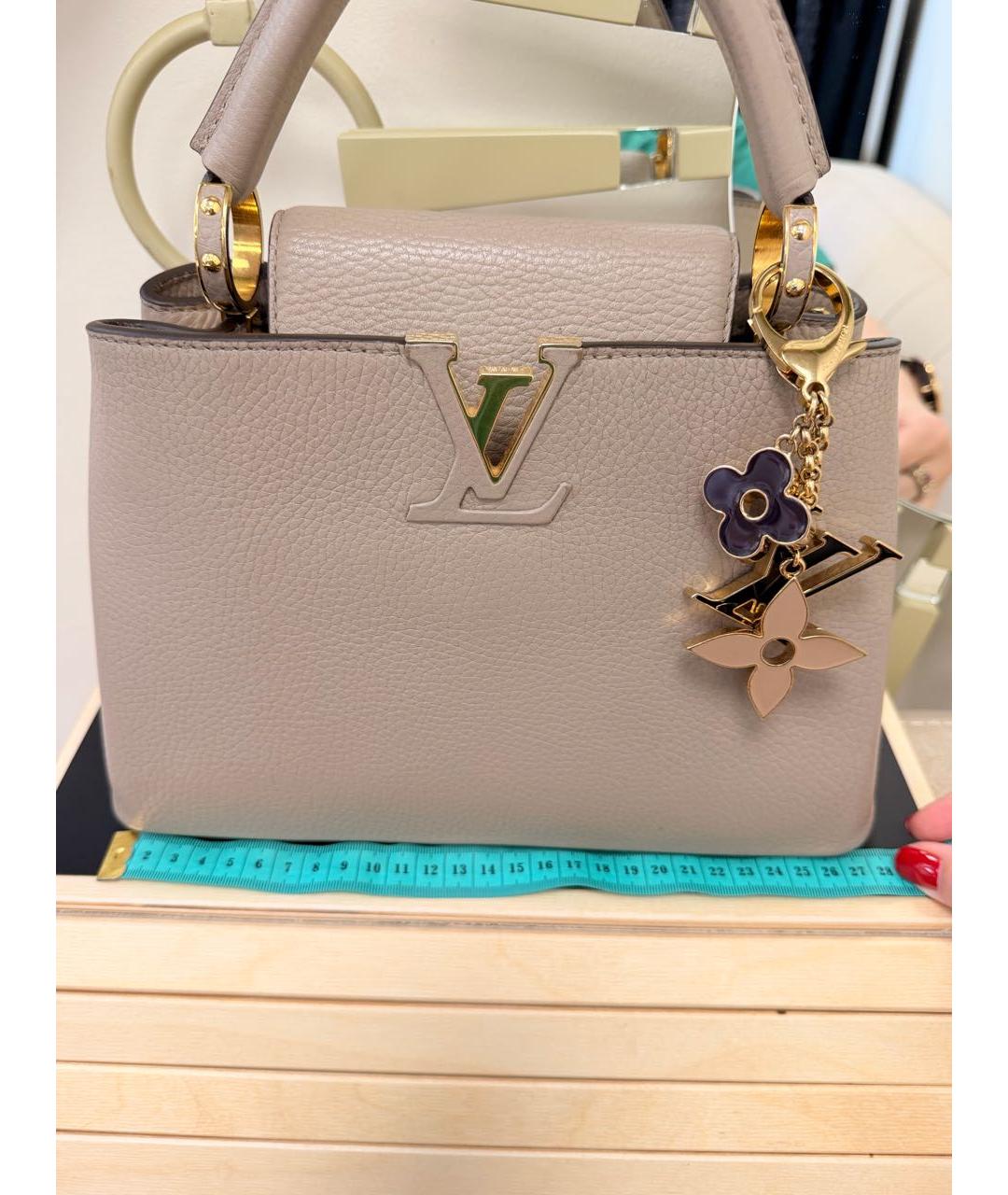 LOUIS VUITTON Серая кожаная сумка с короткими ручками, фото 7