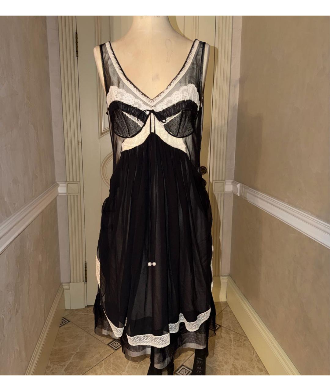 ANTONIO MARRAS Черное шелковое коктейльное платье, фото 8