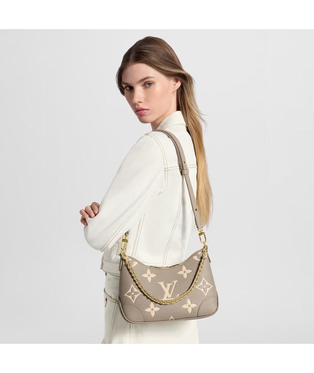 LOUIS VUITTON Бежевая кожаная сумка через плечо, фото 5