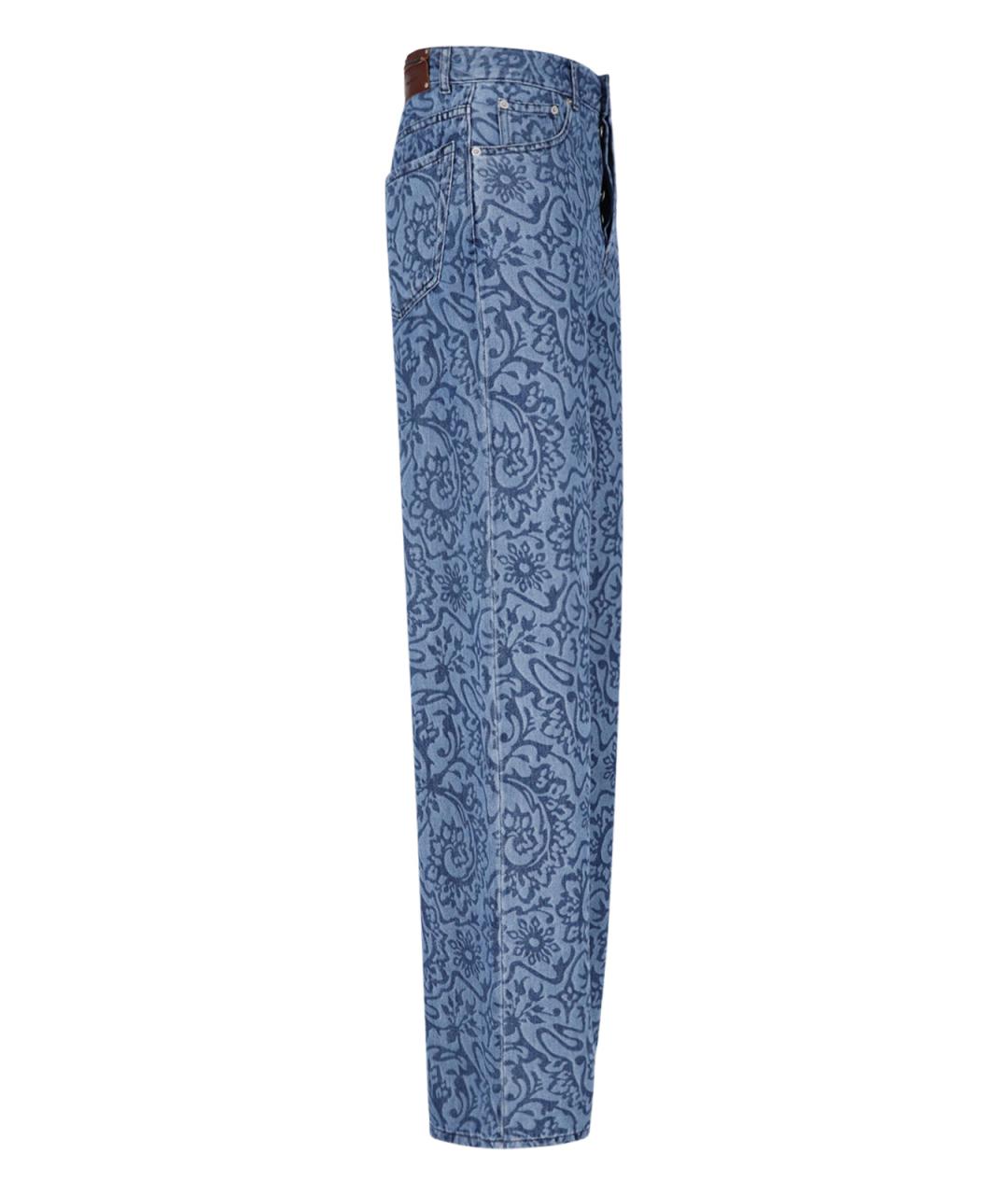 DRIES VAN NOTEN Синие хлопковые прямые джинсы, фото 3