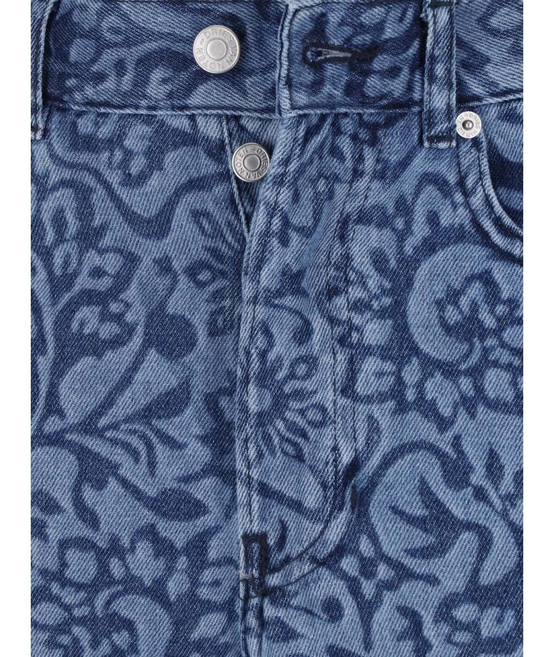 DRIES VAN NOTEN Синие хлопковые прямые джинсы, фото 5