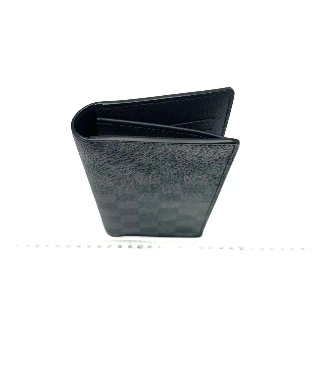 LOUIS VUITTON Черный кожаный кошелек, фото 5