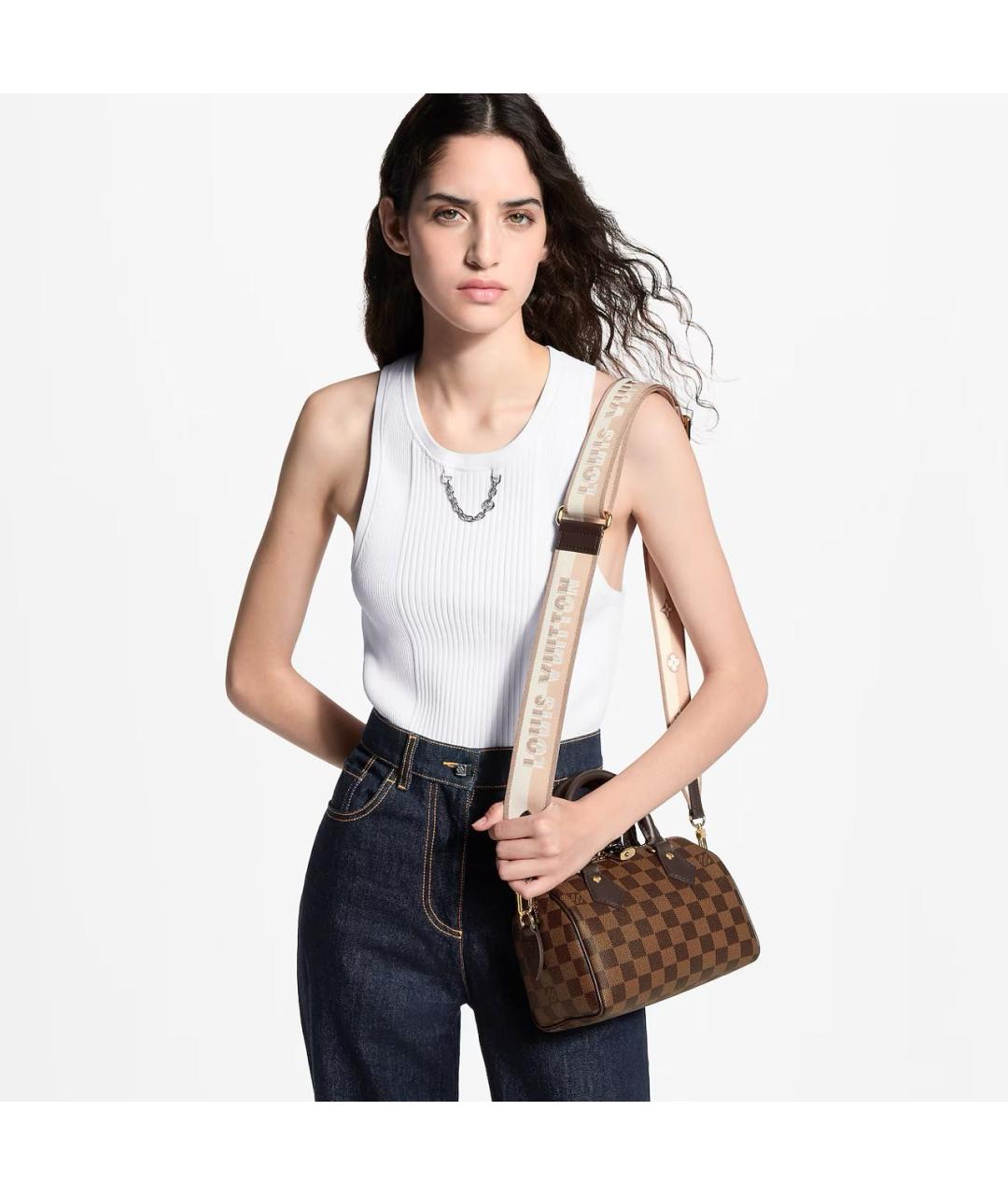 LOUIS VUITTON Коричневая сумка с короткими ручками из канвы, фото 6