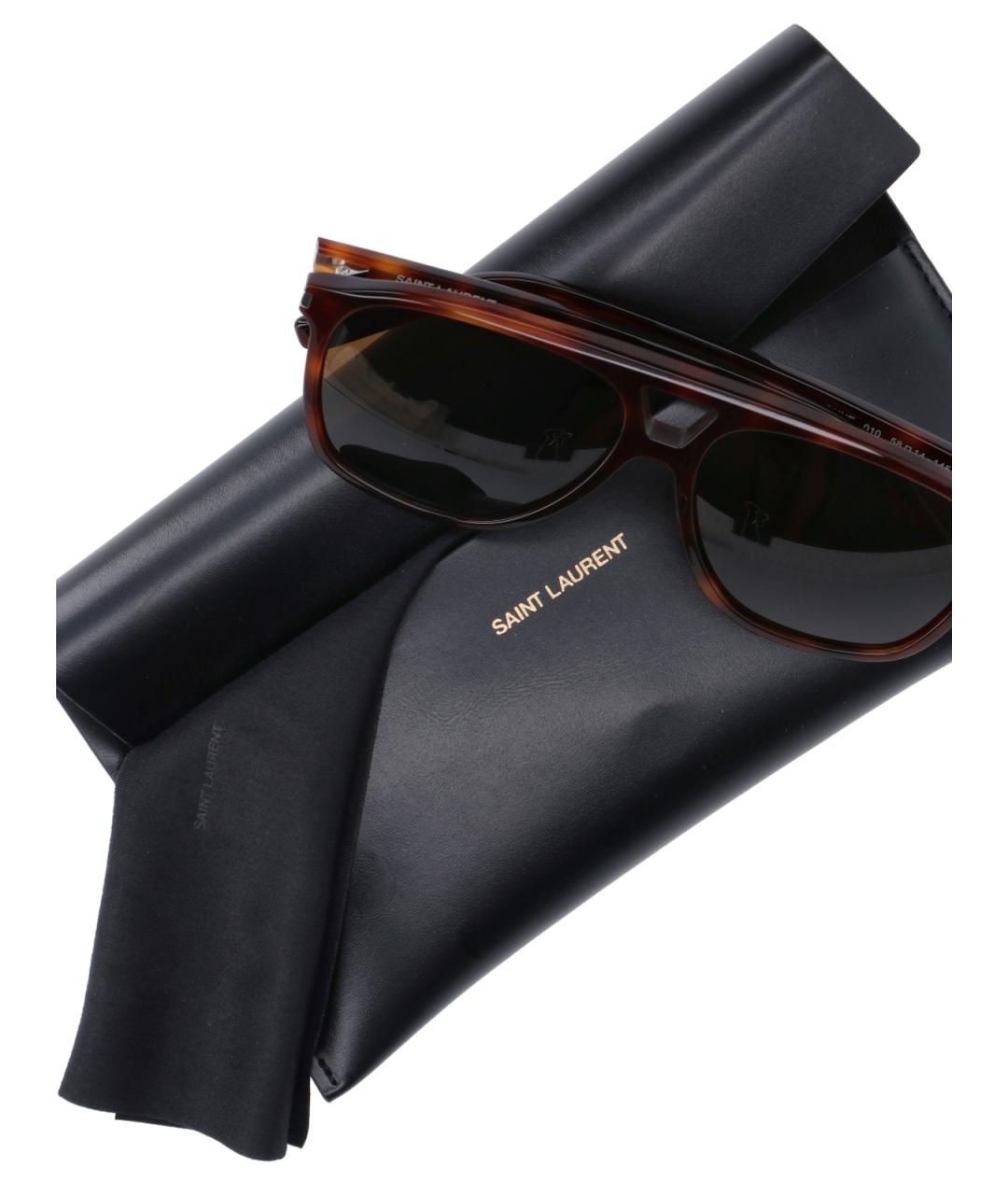 SAINT LAURENT Коричневые пластиковые солнцезащитные очки, фото 3