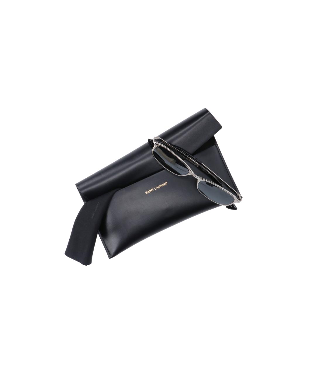 SAINT LAURENT Серебряные металлические солнцезащитные очки, фото 3