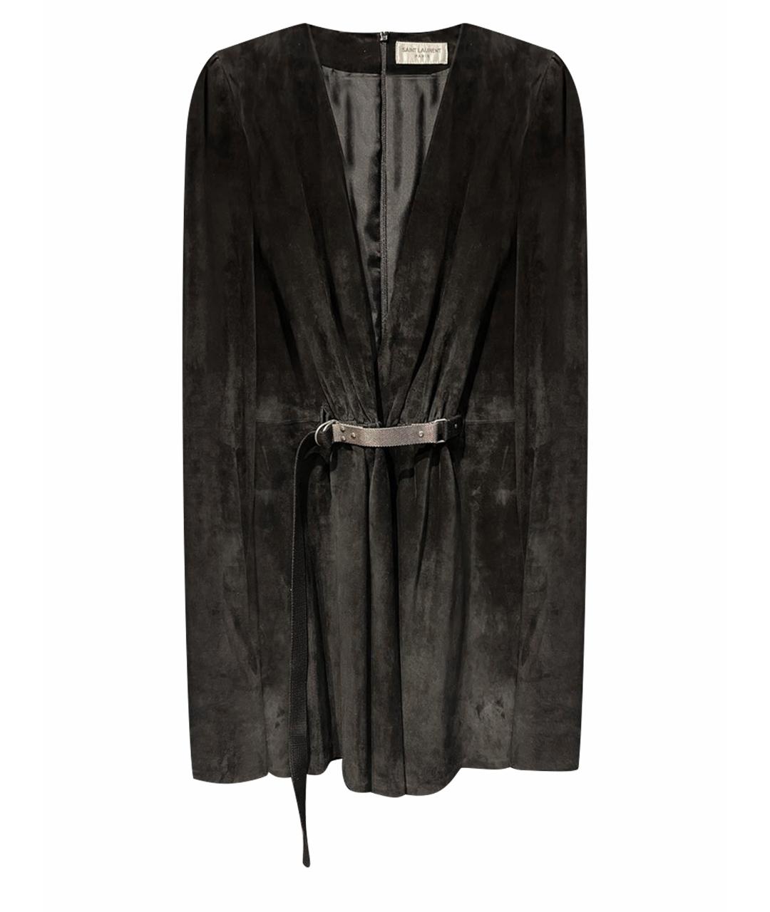 SAINT LAURENT Черное замшевое вечернее платье, фото 1