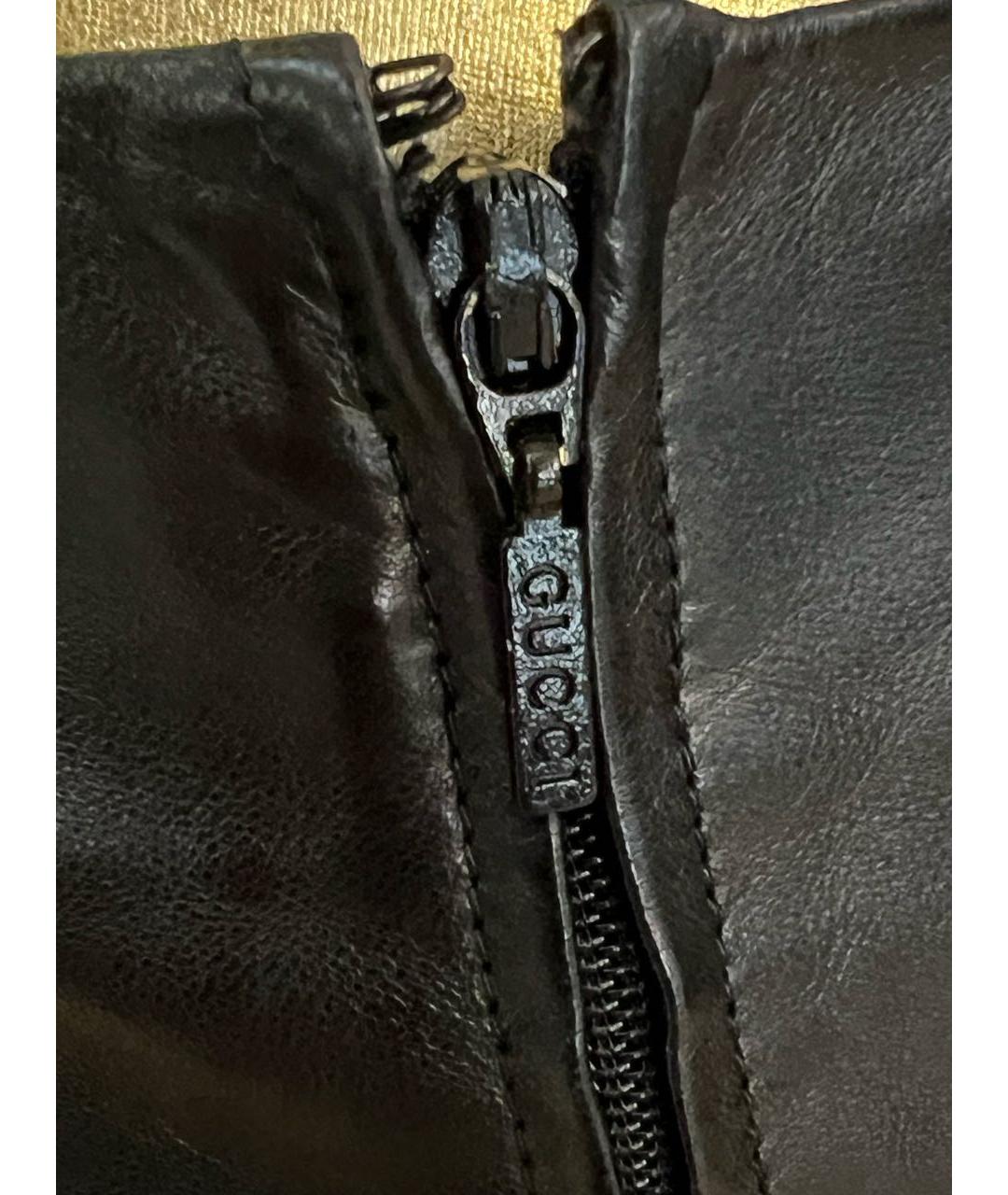 GUCCI Черная кожаная юбка миди, фото 4