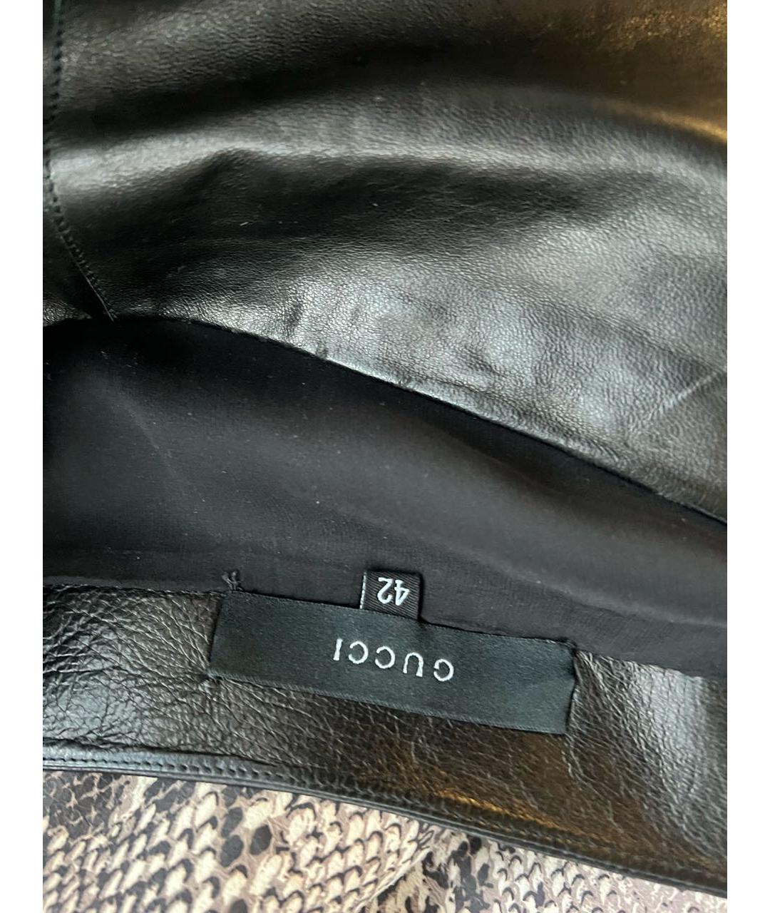 GUCCI Черная кожаная юбка миди, фото 5