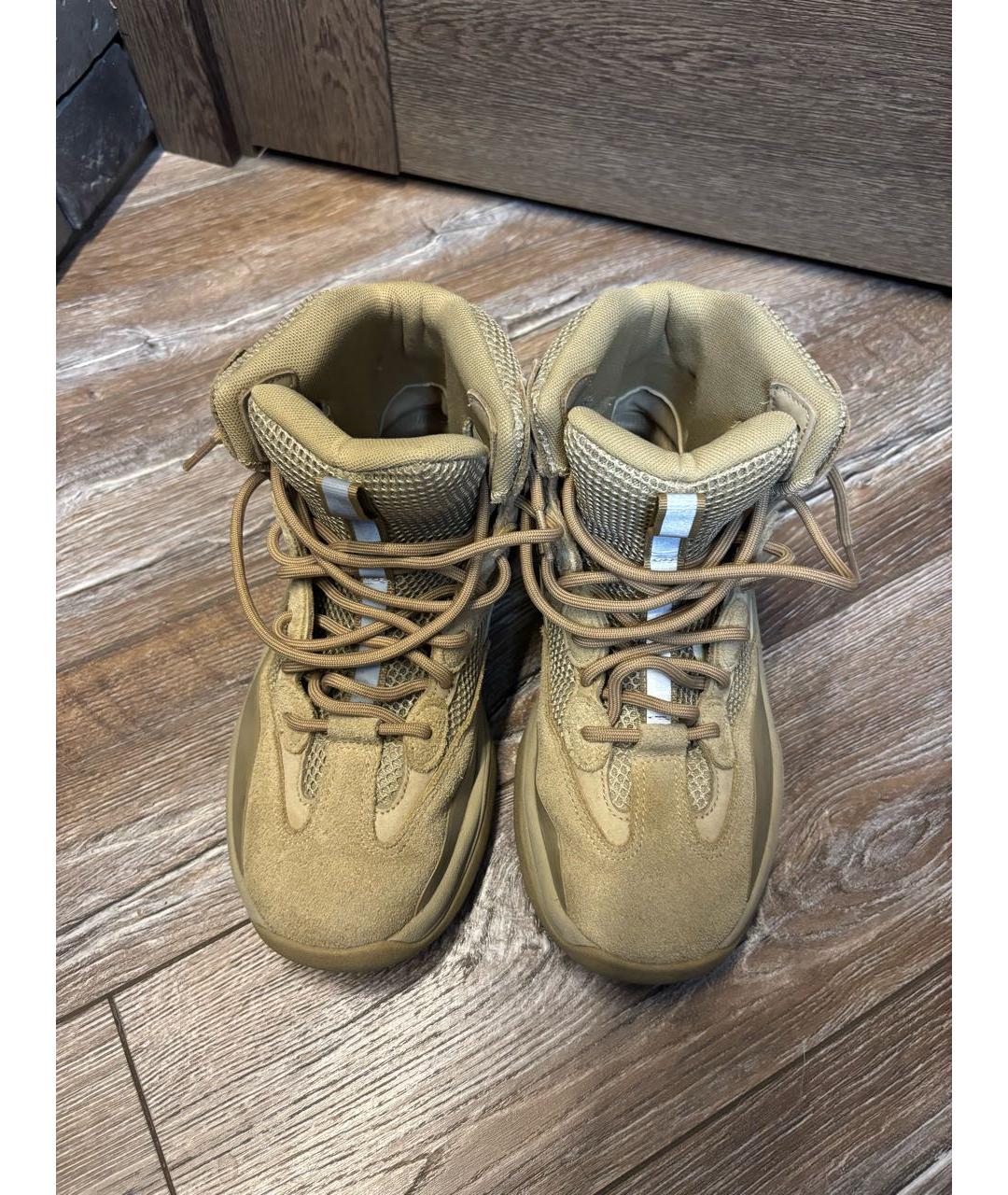 ADIDAS YEEZY Бежевые замшевые высокие ботинки, фото 3