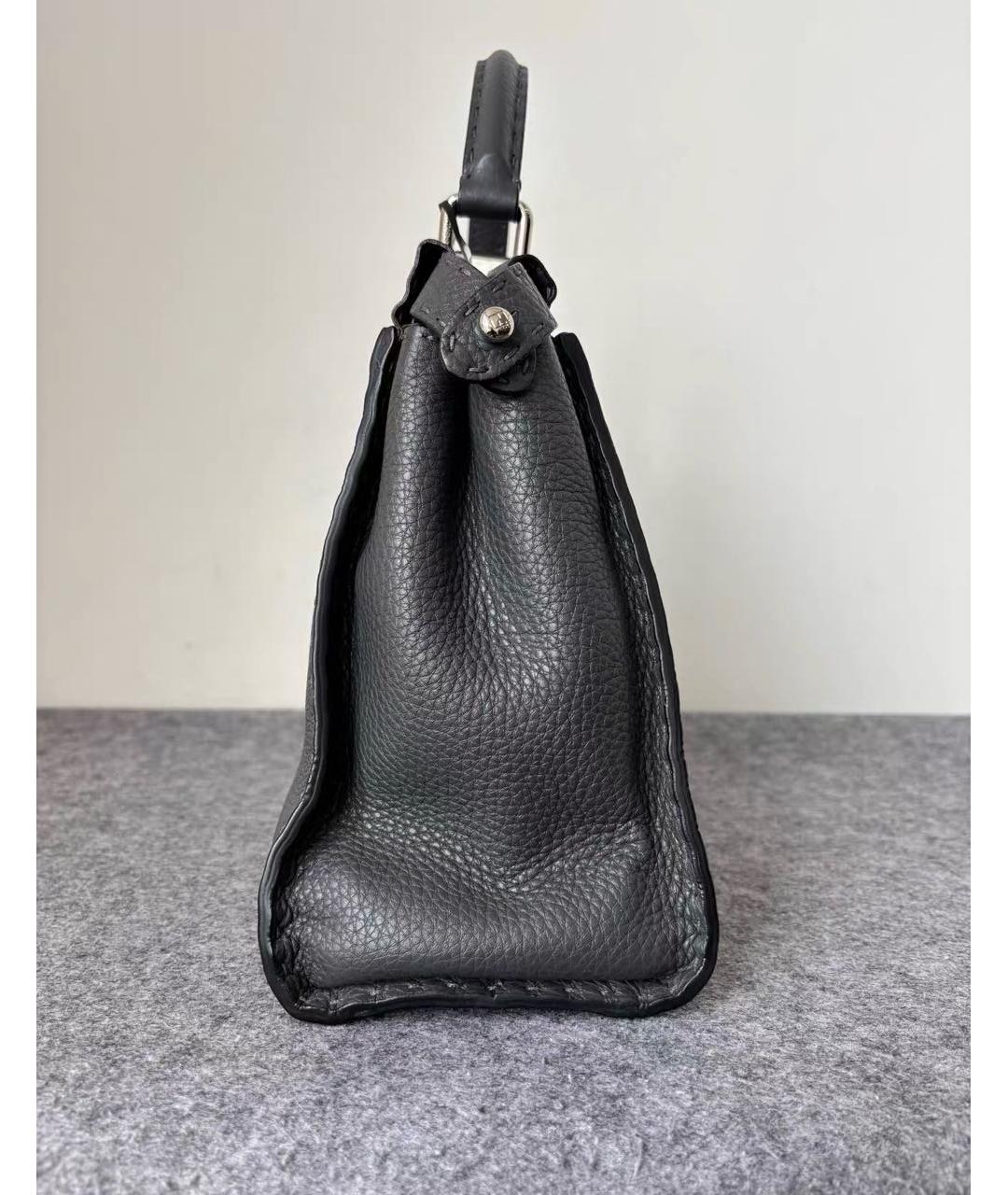 FENDI Черная кожаная сумка тоут, фото 4