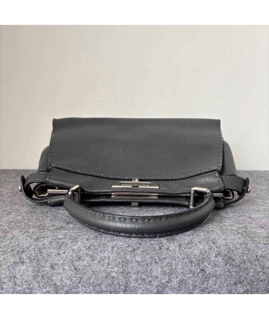FENDI Черная кожаная сумка тоут, фото 5