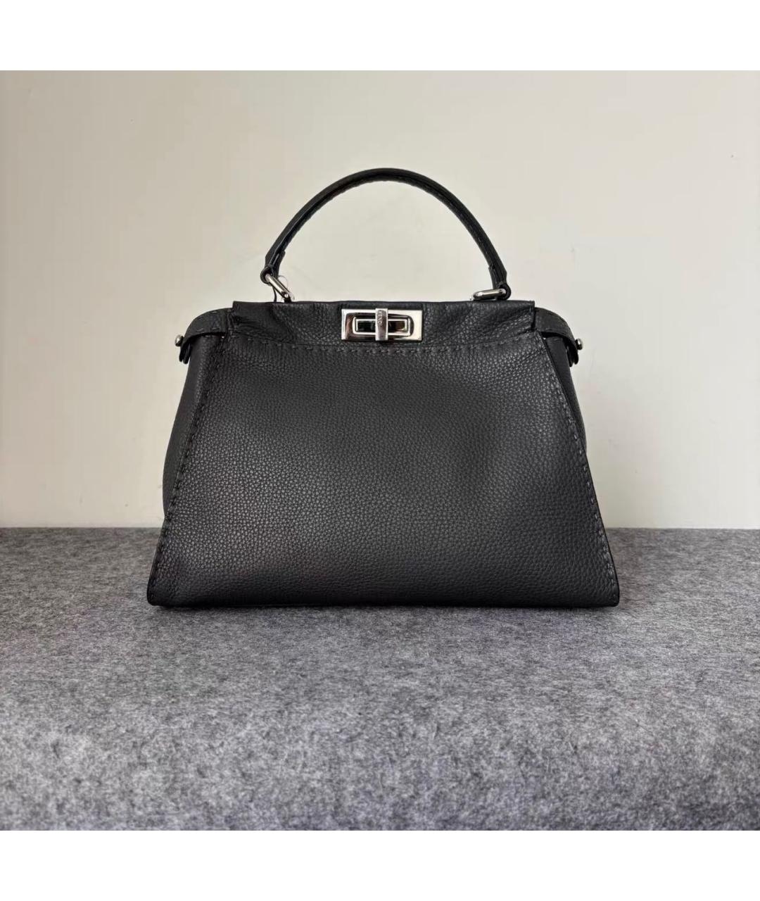 FENDI Черная кожаная сумка тоут, фото 2