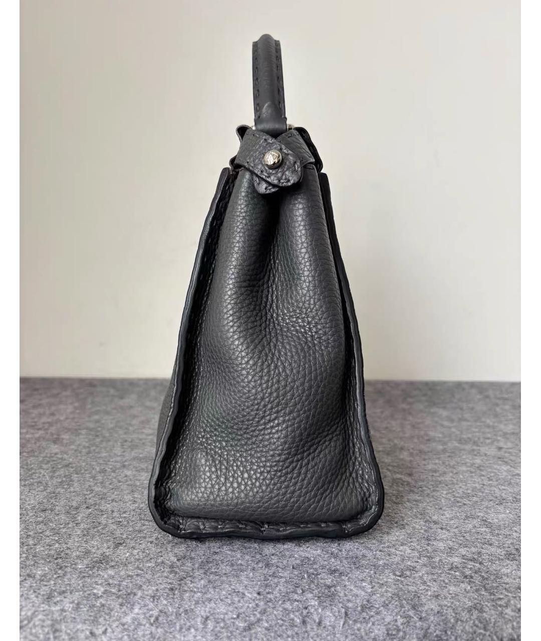 FENDI Черная кожаная сумка тоут, фото 3
