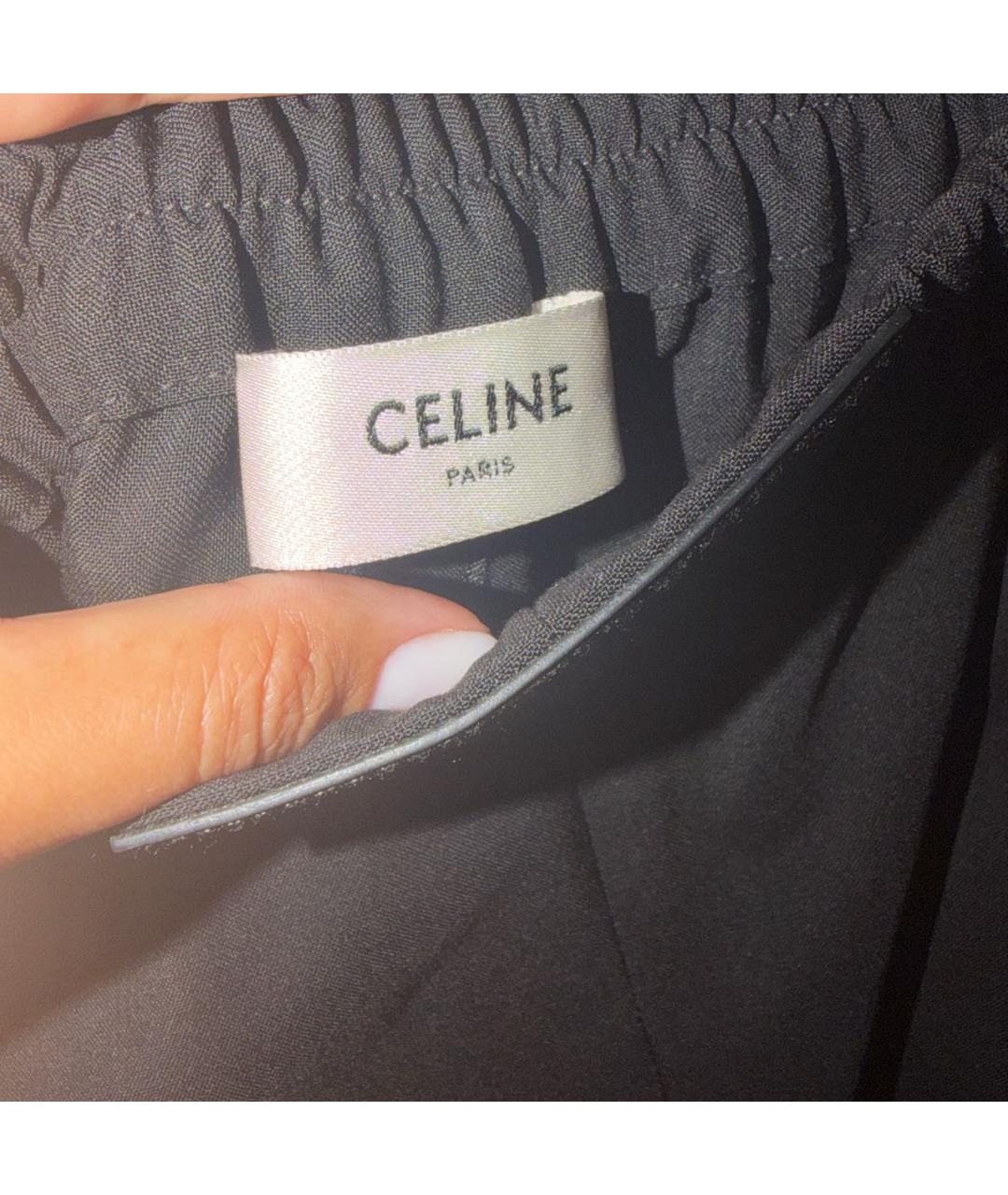 CELINE Черные шерстяные прямые брюки, фото 4