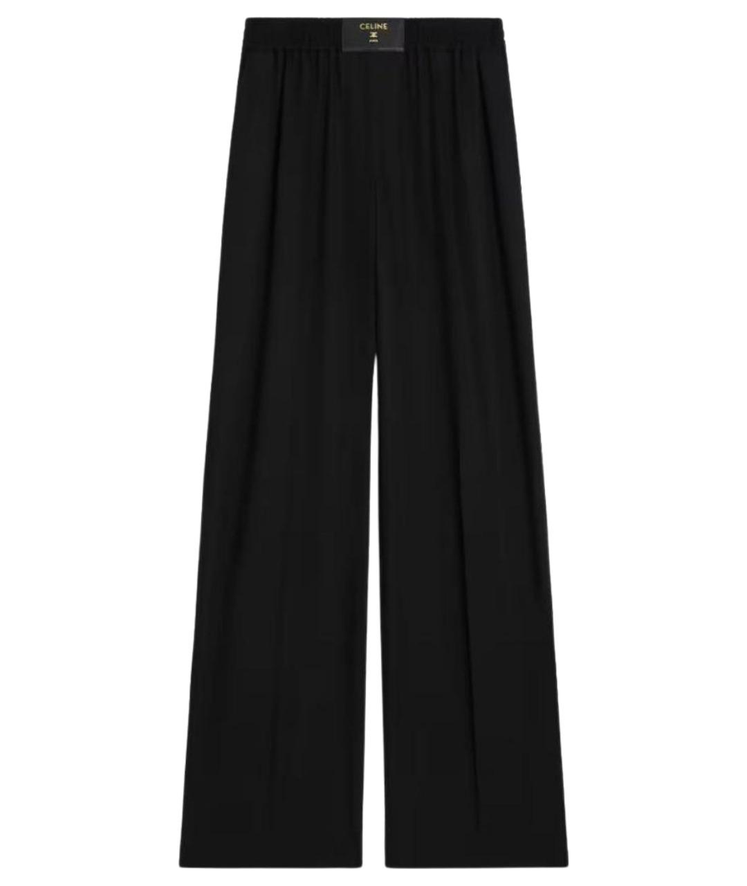 CELINE Черные шерстяные прямые брюки, фото 1