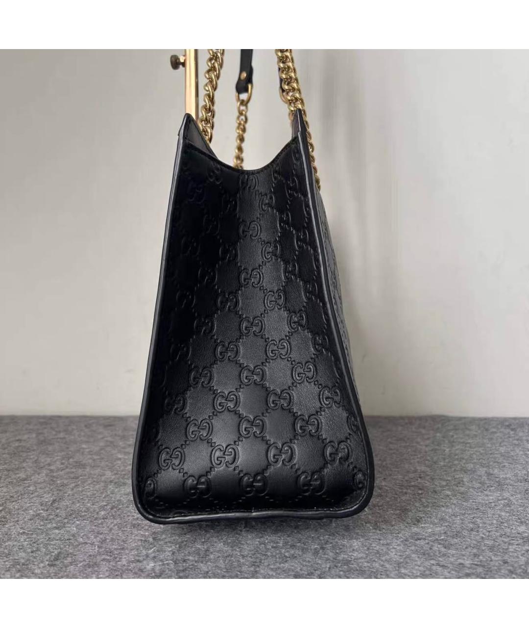 GUCCI Черная кожаная сумка тоут, фото 4