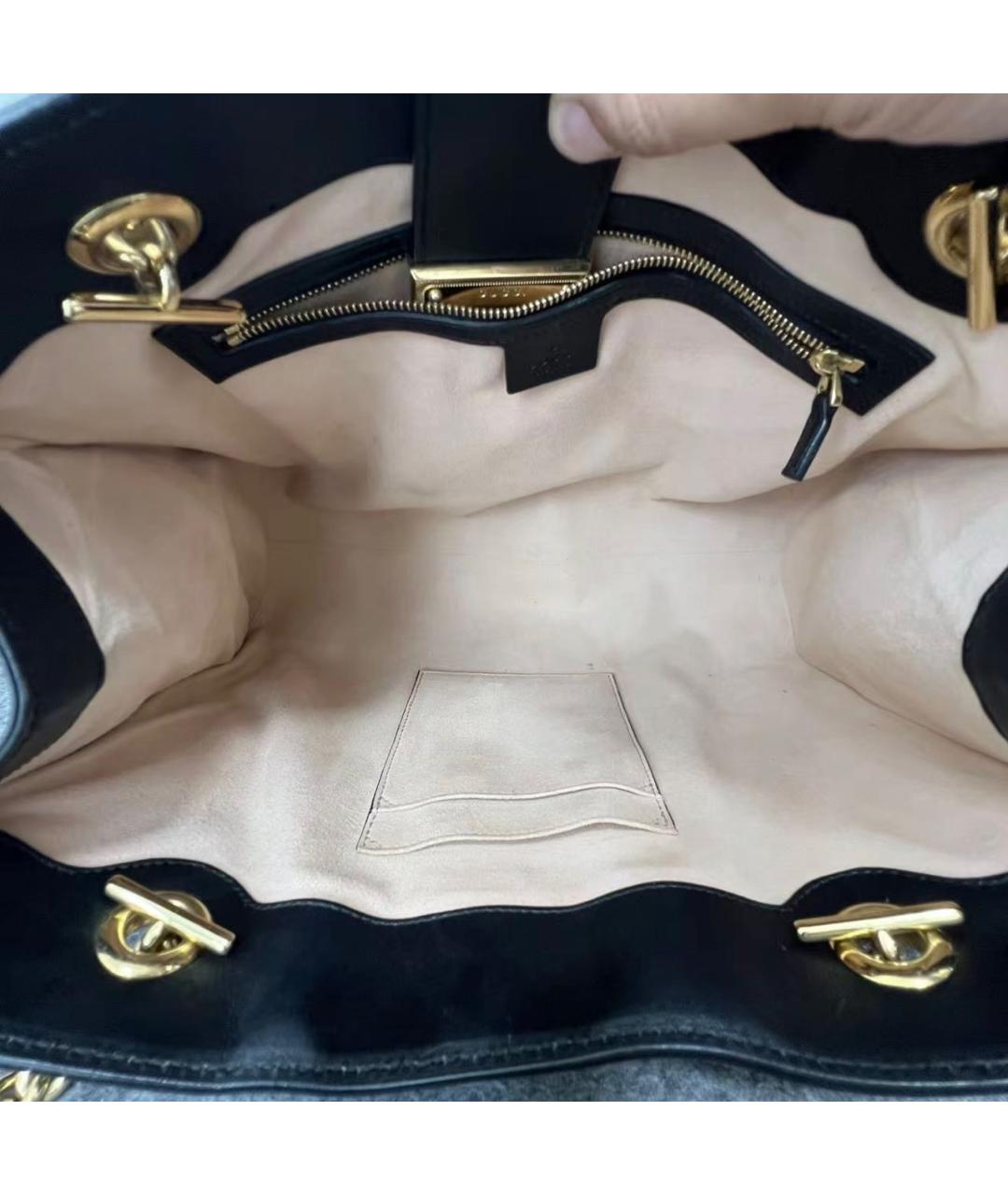 GUCCI Черная кожаная сумка тоут, фото 8