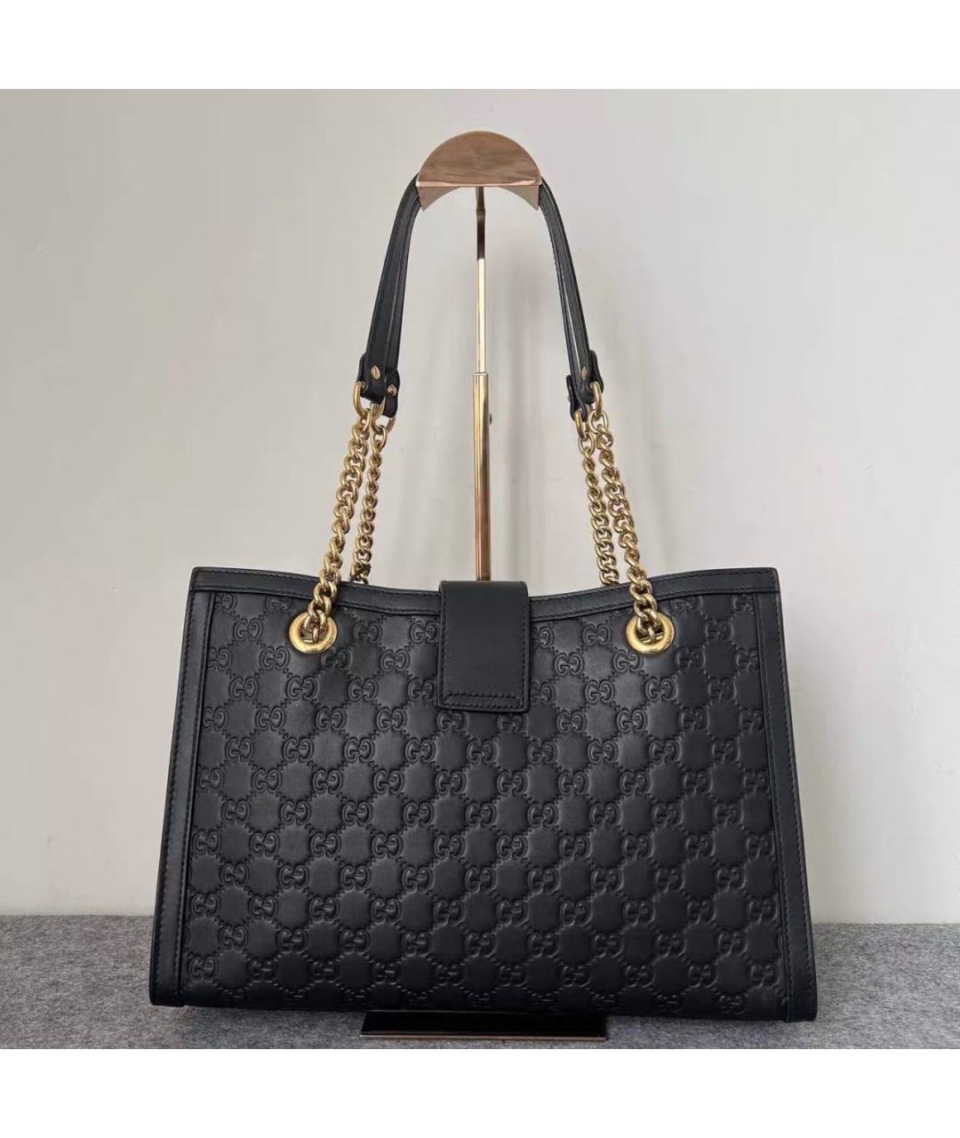 GUCCI Черная кожаная сумка тоут, фото 2
