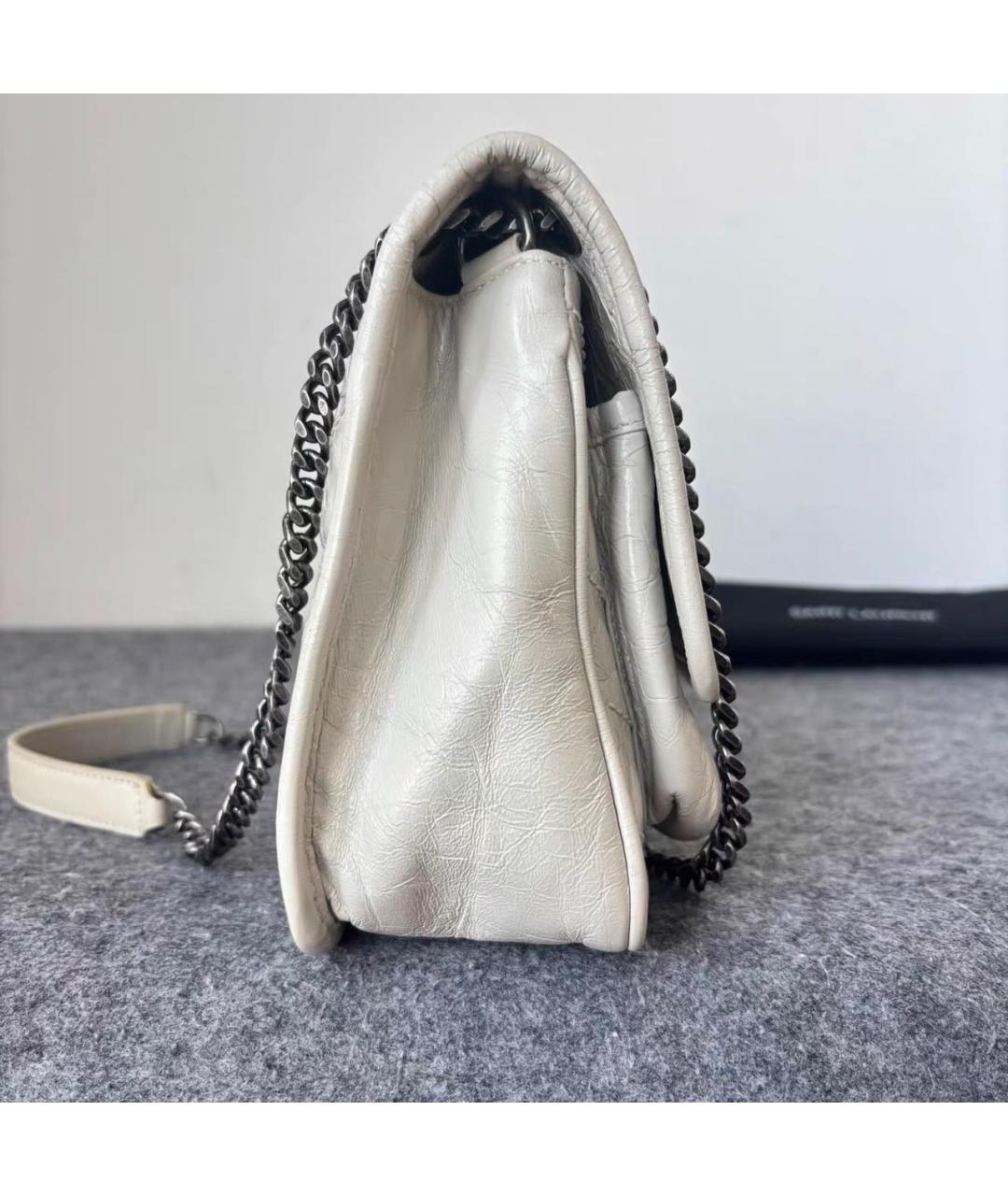 SAINT LAURENT Бежевая кожаная сумка через плечо, фото 3