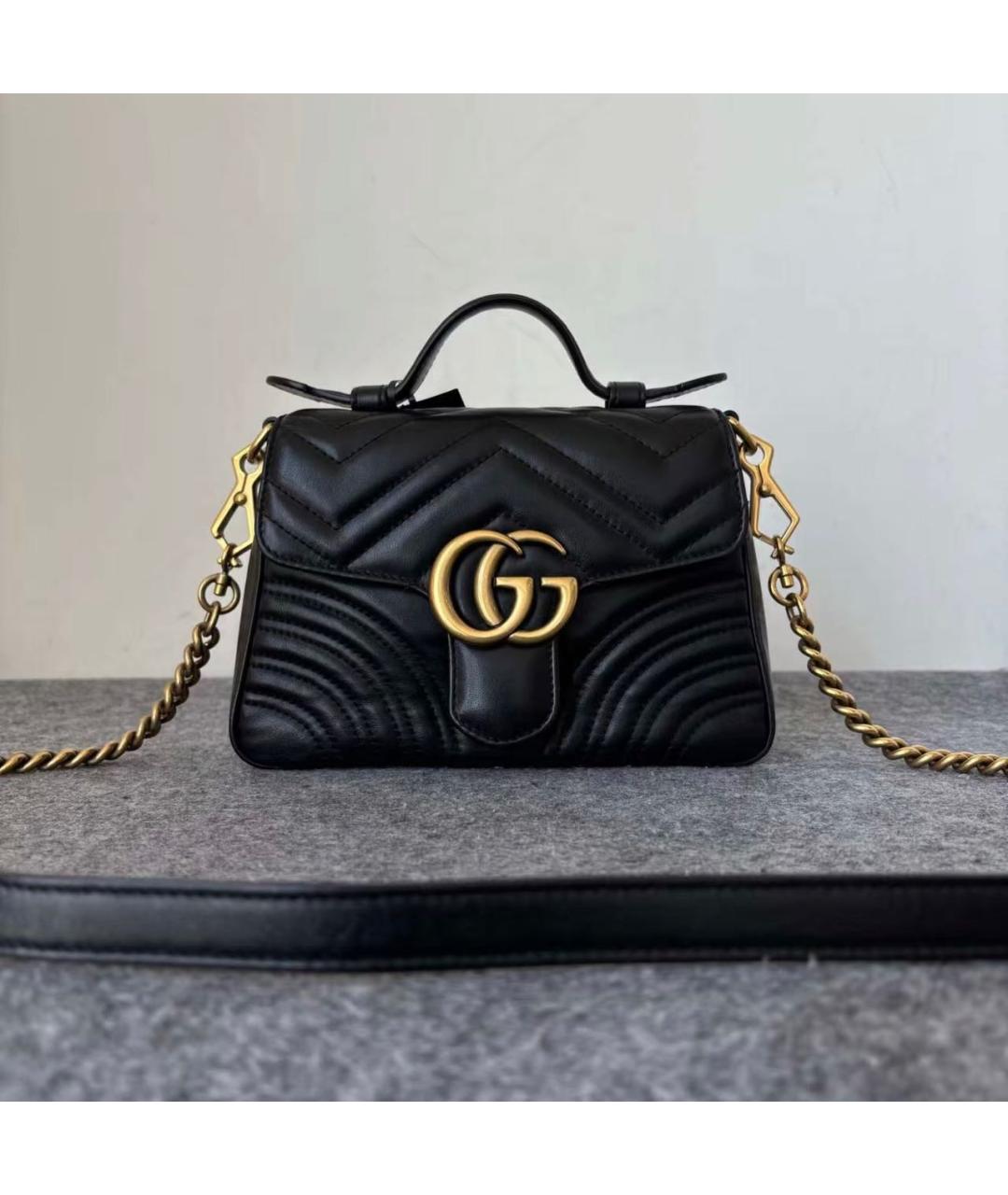 GUCCI Черная кожаная сумка через плечо, фото 9