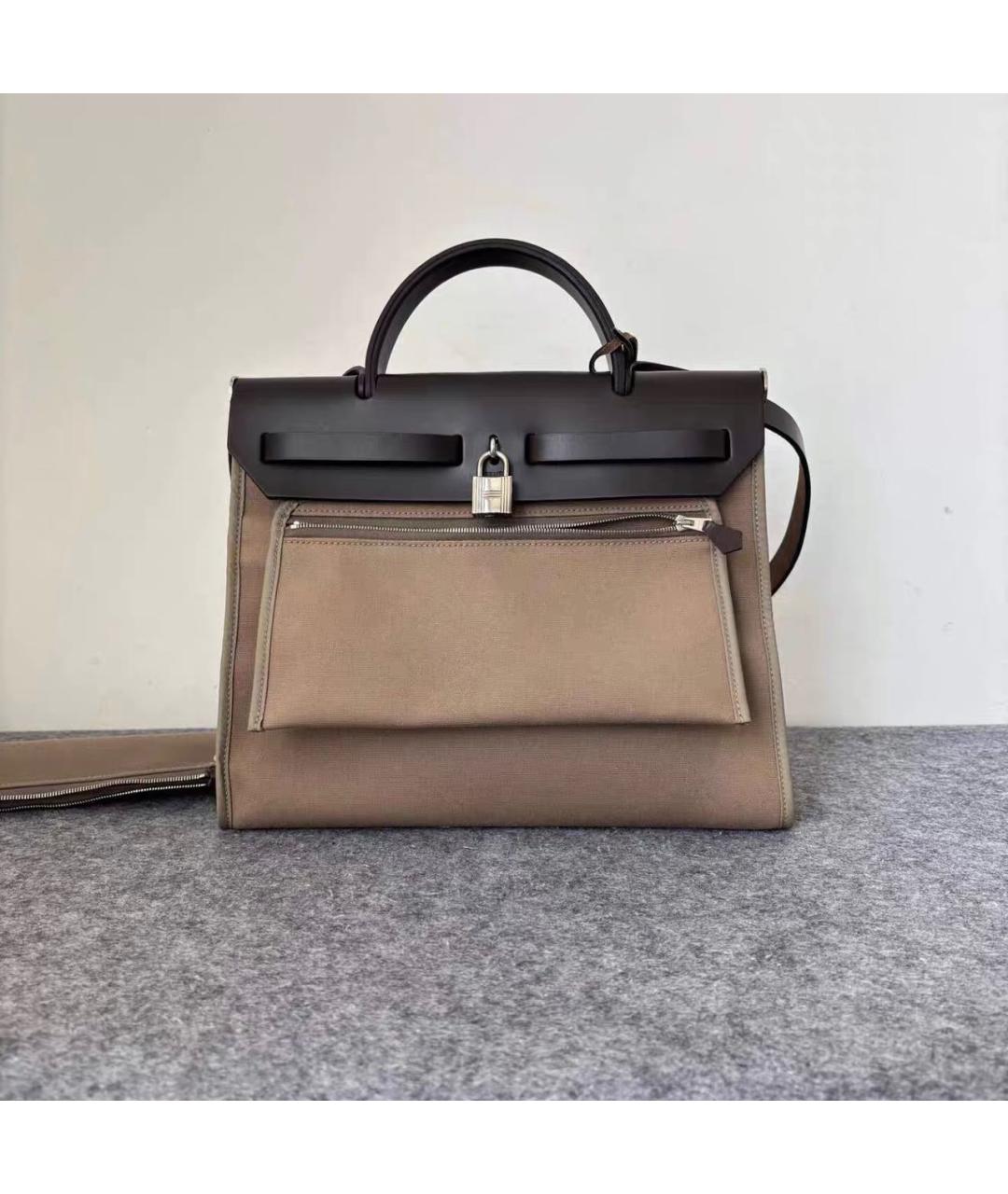 HERMES Коричневая кожаная сумка тоут, фото 2