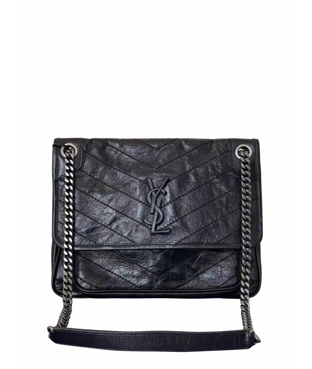 SAINT LAURENT Черная кожаная сумка тоут, фото 1