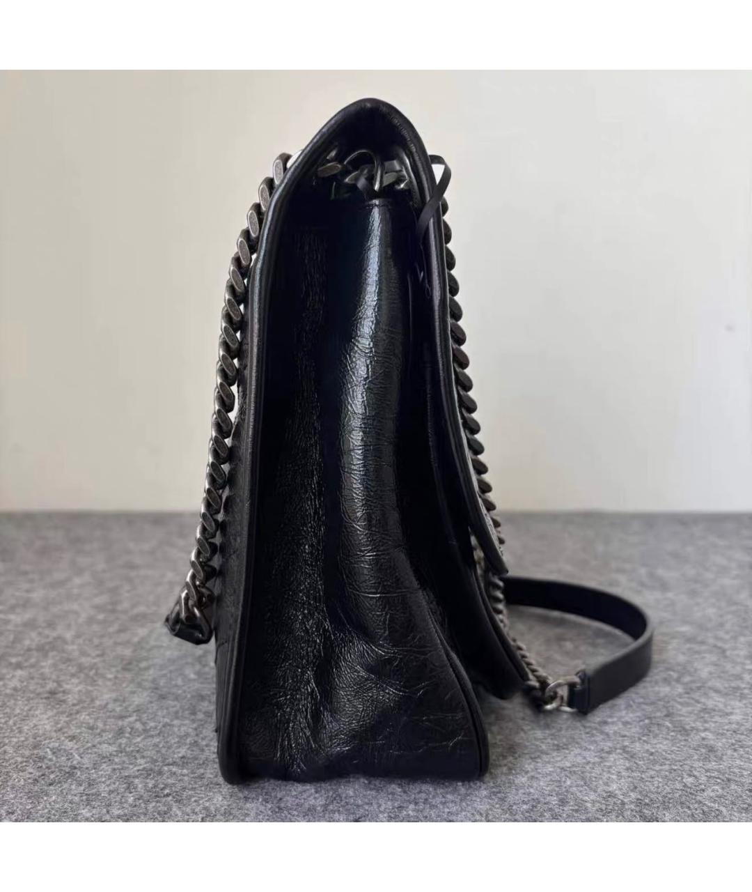 SAINT LAURENT Черная кожаная сумка тоут, фото 4