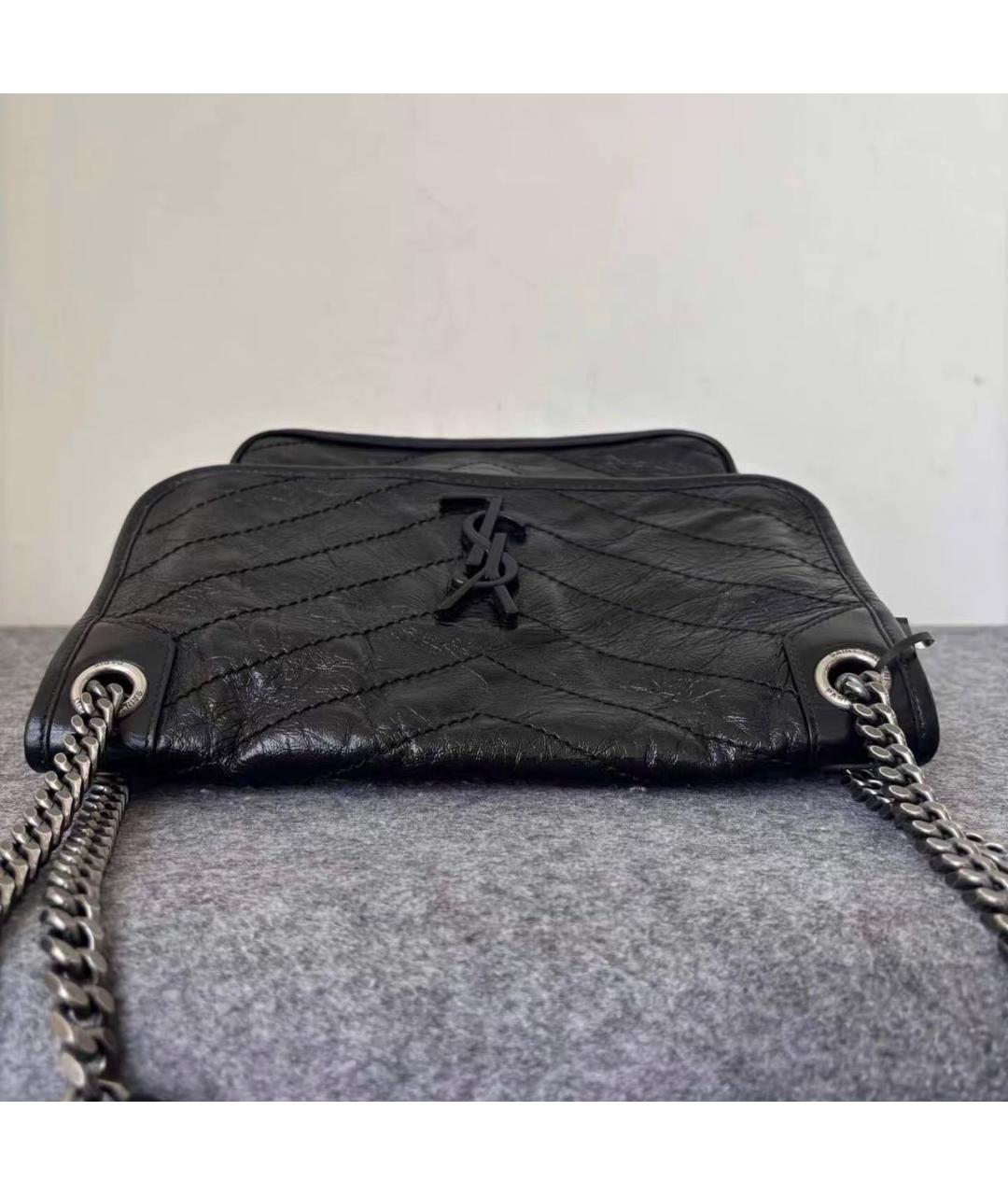 SAINT LAURENT Черная кожаная сумка тоут, фото 5
