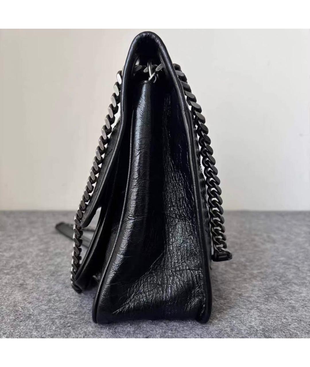 SAINT LAURENT Черная кожаная сумка тоут, фото 3